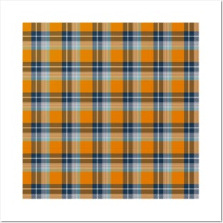 Orange and Blue Tartan Plaid Pattern Posters and Art